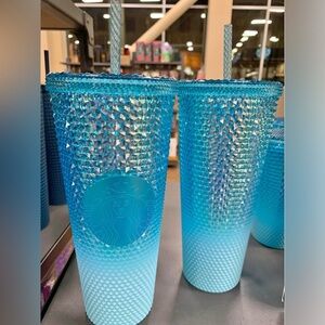 Starbucks NEW Glacier Ice Blue Gradient Ombre Studded Tumbler